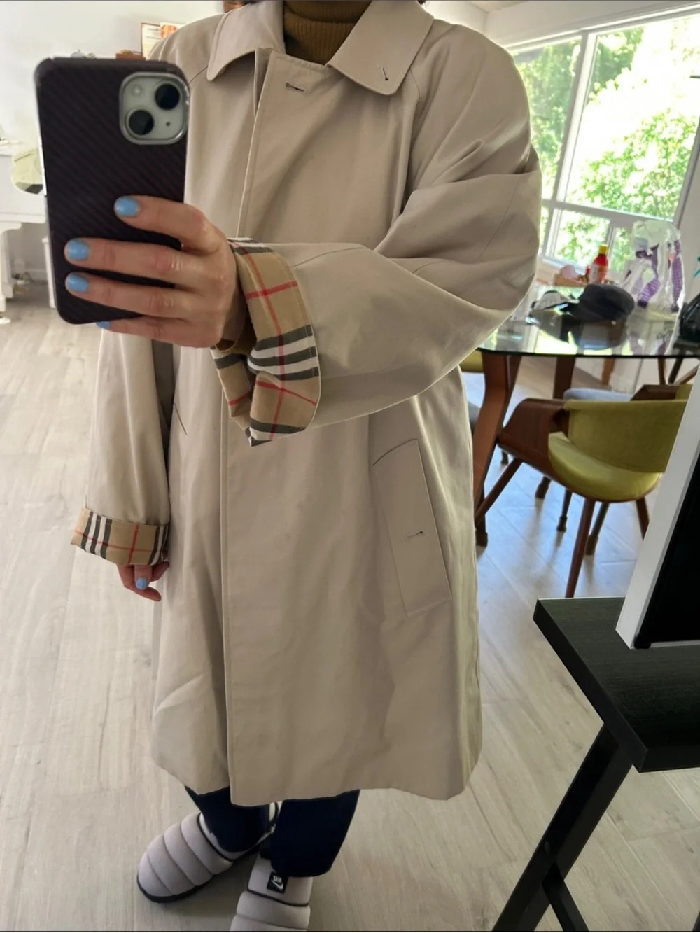 Burberry Stone Trench Coat with Signature Plaid Cuff - Picture 1 of 1